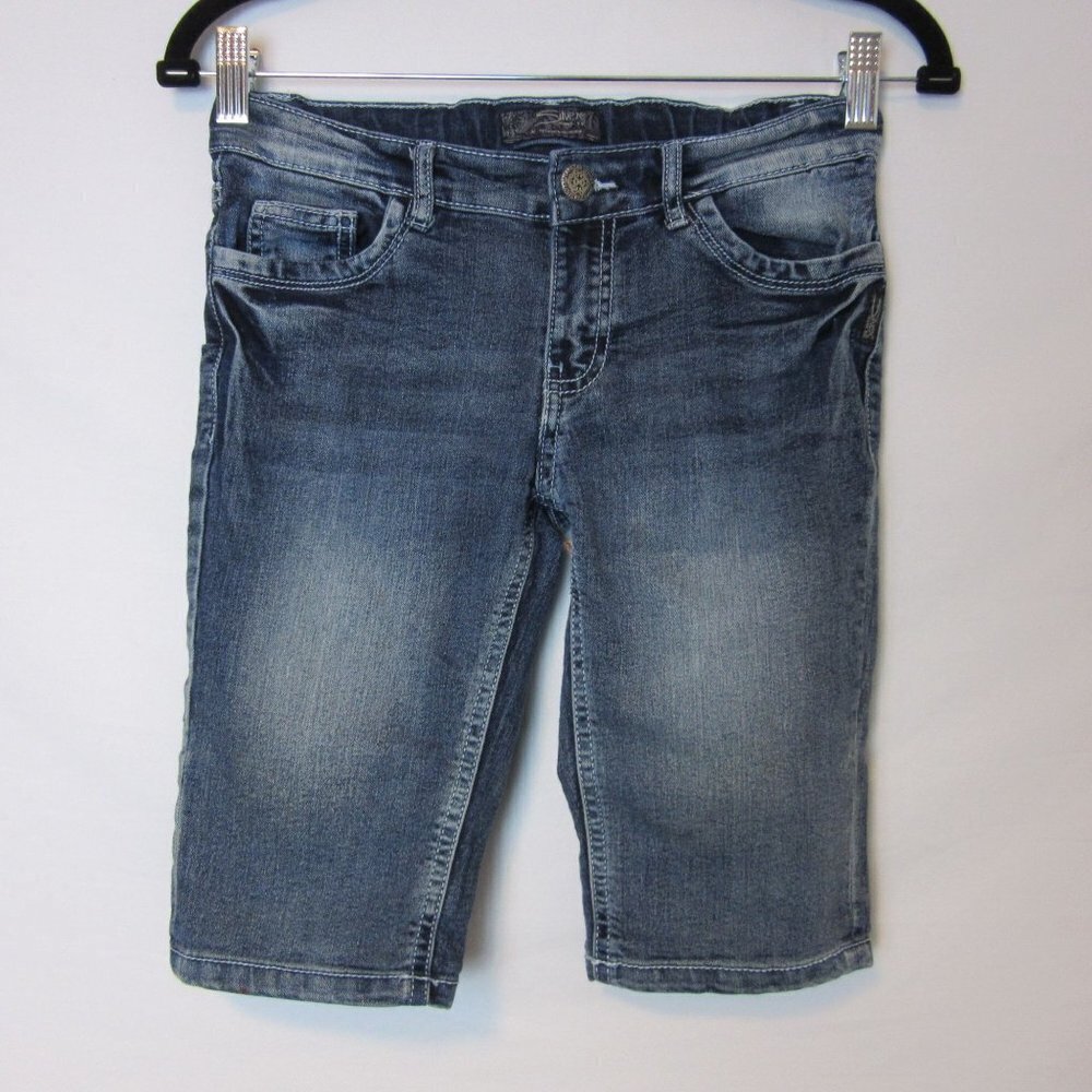 Silver Jean Co. Girls' Tina Bermuda Blue Jean Shorts Adjustable Waist Girls 10